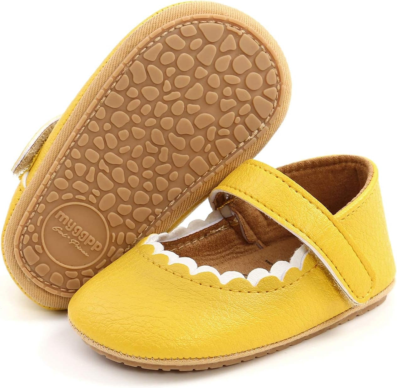 Baby Girls Mary Jane Flats Shoes with Non-Slip Soft Sole Toddler First Walkers Newborn Princess Dress Shoes