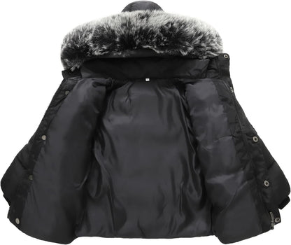 Baby Girl Boy Winter Coats, Thicken Fur Collar Hoodie down Jacket Windproof Snowsuit Clothing